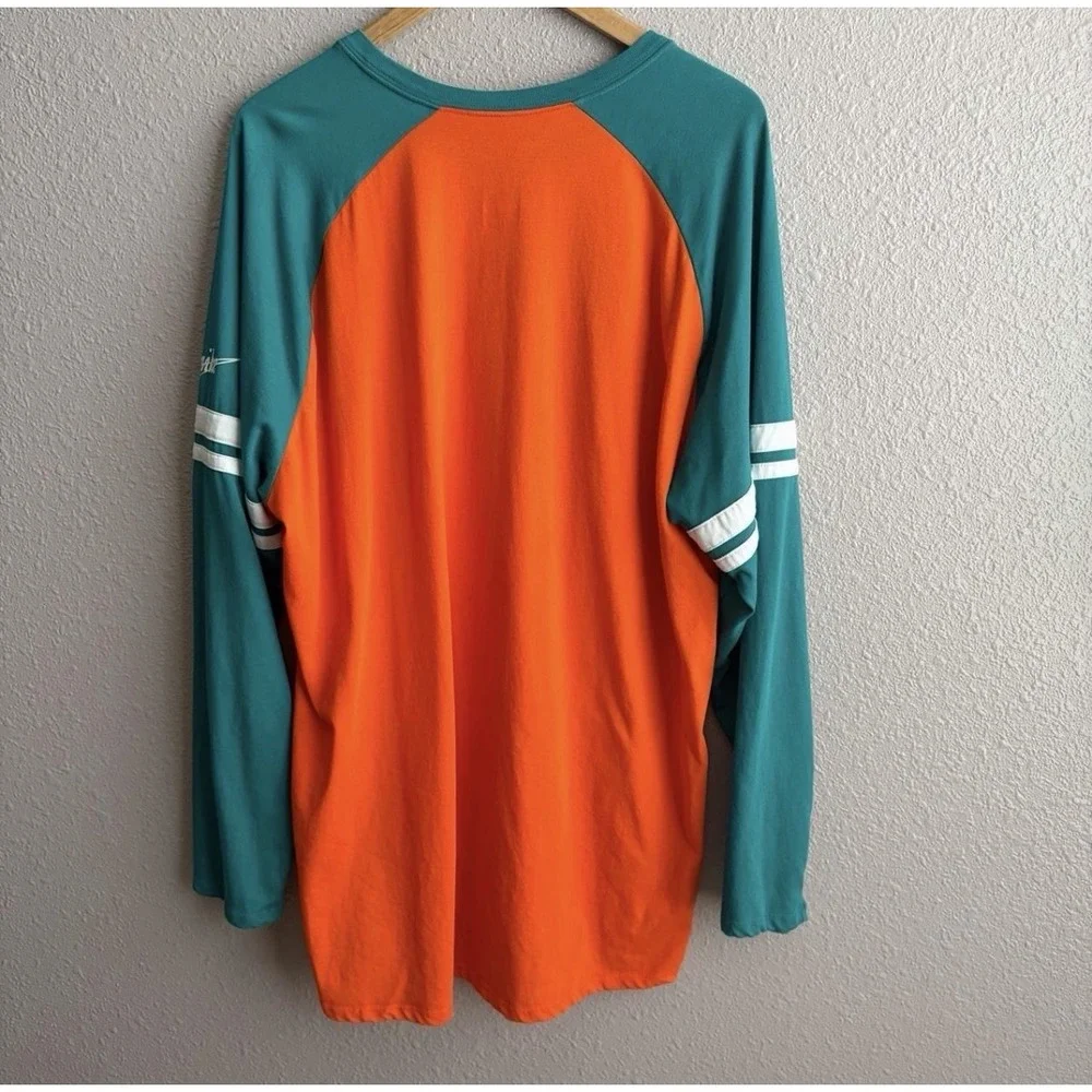 Nike Miami Dolphins Orange Aqua Throwback Raglan Long Sleeve T-Shirt